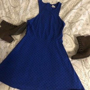 🌴American Eagle blue and black polka dot dress